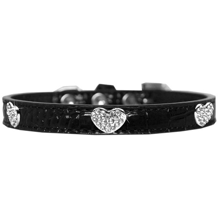 PETPAL Croc Crystal Heart Dog Collar44; Black - Size 12